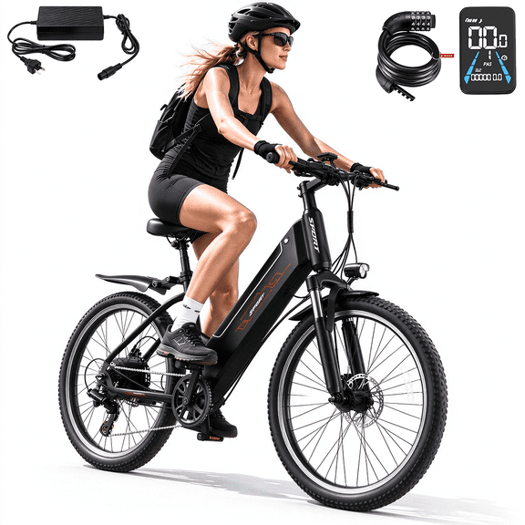Pika F26 Electric Mountain Bike for Adults, 26 Inch 7 Speed E-Bicycle, 749W Max 19.9MPH, Up to 45-55 Miles Range, 48V 10.4Ah Removable Lithium Battery, Class 2,UL 2849 Certified