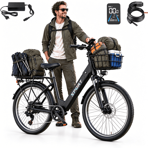 Pika F29 26 Inch Electric Bike for Adults,749W 5-Speed 7-Shift Ebike,Removable 48V 13Ah Battery,Max 19.9MPH, Front Suspension Class 2 UL 2849