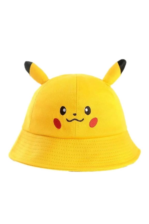 Pika-Poke Yellow Character With Ears Yellow Bucket Style Hat