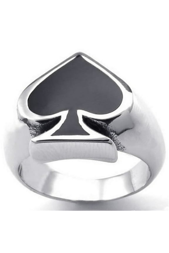 Ace of Spades Ring for Men, Black Ace Spades Poker Ring, Ace Playing Card Ring, Poker Gambling Cocktail Party Ring, Retro Punk Rock Biker Ring, Gambling Casino Jewelry Gift for Men