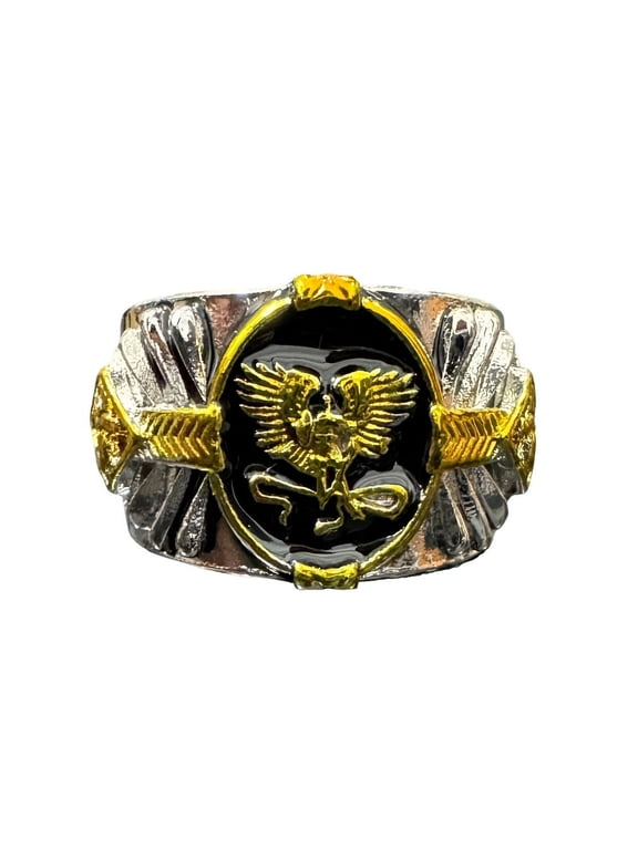 Angel Ring for Men, Angel Wings Rings, Viking Buffalo Ring, Angel Sword Shield Ring, Spirit of The Warrior Ring, Angel Amulet Ring, Punk Wing Angel Jewelry Gift for Men