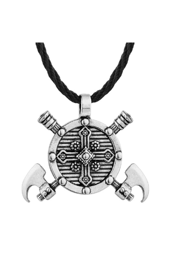 Axe Necklace for Men, Nordic Viking Axe Shield Pendant Necklace with 19.7” Chain, Vintage Warrior Battle Axe Necklace, Retro Double Axes Totem Amulet Necklace, Punk Jewelry Gift for Men