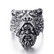PikaLF Bear Ring for Men, Norse Viking Bear Head Ring, Bear Man Warrior Rings, Retro Bear Totem Rings, Bear Amulet Ring, Silver Black Biker Ring, Punk Animal Bear Jewelry for Men