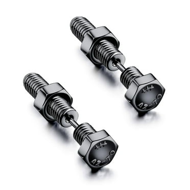 PikaLF Cool Screw Stud Earrings for Men, Stainless Steel Screw-On Stud Earring Backs Piercing Jewelry, Piercing Screws Hoop Earrings Ear Stud Hypoallergenic, Unique Earrings for Men