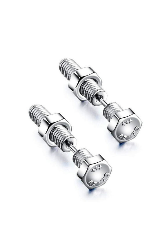 Cool Screw Stud Earrings for Men, Stainless Steel Screw-On Stud Earring Backs Piercing Jewelry, Piercing Screws Hoop Earrings Ear Stud Hypoallergenic, Unique Earrings for Men