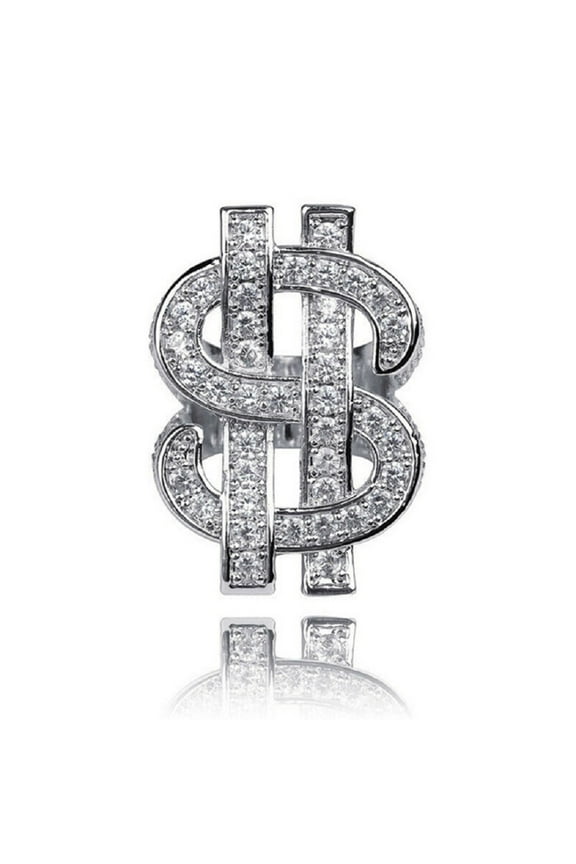 Crystal Dollar Sign Ring for Men, Iced Out Cubic Zirconia US Dollar Ring, Hip Hop Dollar Symbol Ring, Punk Rock Ring for Rapper, Dollar Money Amulet Ring, Dollar Keepsake Jewelry for Men