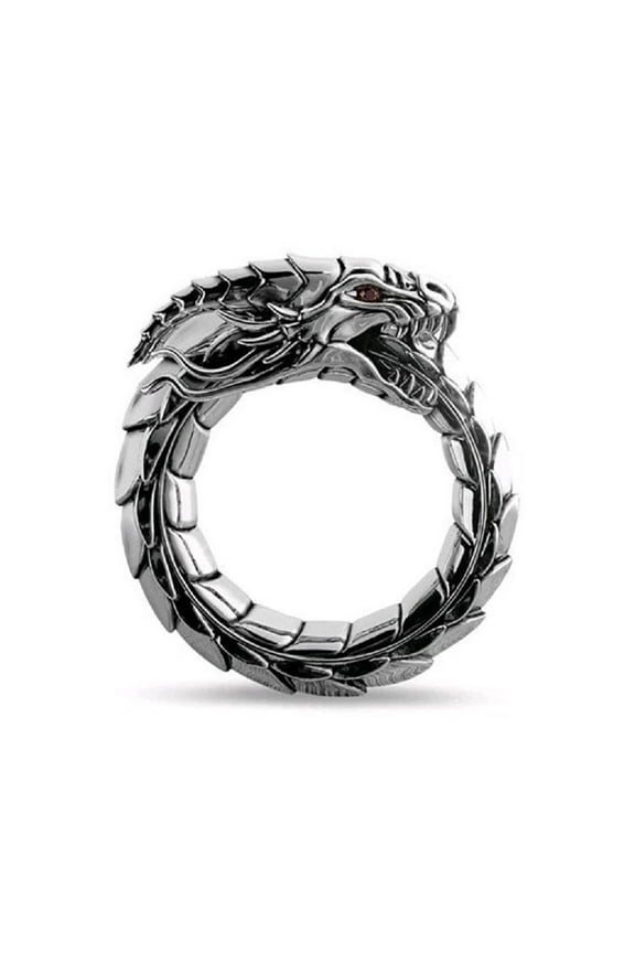 Dragon Ring for Men, Norse Viking Dragon Head Ring, Vintage Dragon Totem Amulet Ring, Hip Hop Biker Ring, Punk Animal Dragon Jewelry for Men