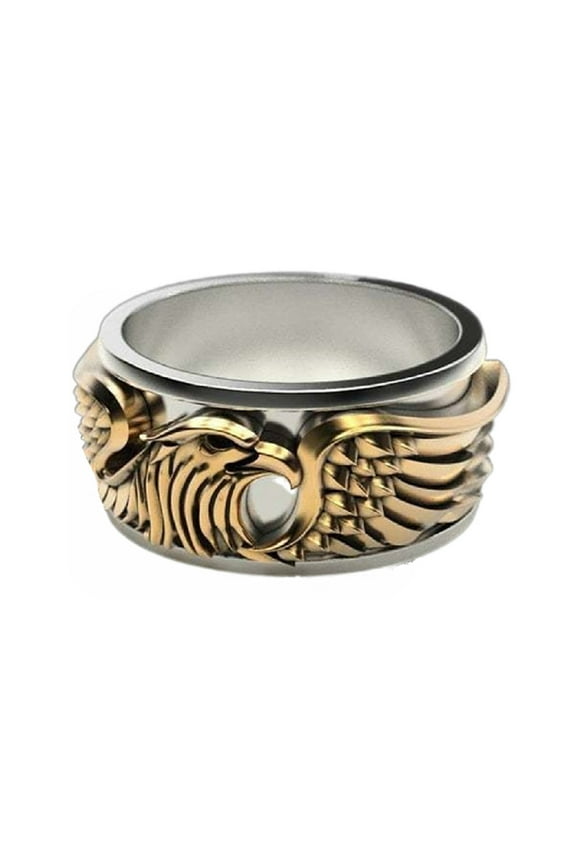 Eagle Ring for Men, Viking Eagle Head Rings, Flying American Bald Eagle Ring, Vintage Hawk Eagle Totem Amulet Ring, Punk Animal Eagle Jewelry Gift for Veterans Men