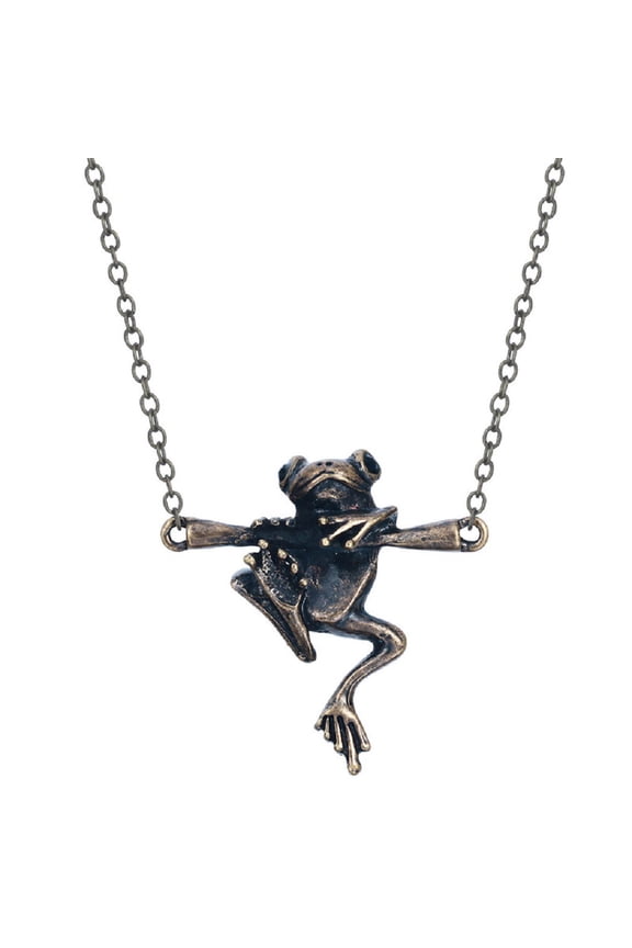 Frog Necklace for Men, Norse Viking Frog Pendant Necklace with 17.7” Chain, Cute Hanging Frog Necklace, Vintage Frog Totem Amulet Necklace, Punk Animal Frog Jewelry Gift for Men