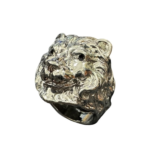 PikaLF Gold Lion Head Ring for Men, Norse Viking Lion with Mane, Lion Totem Ring, Heavy Metal Rock Punk Style Gothic Biker Ring, Amulet Ring, Viking Animal Jewelry Gift for Men
