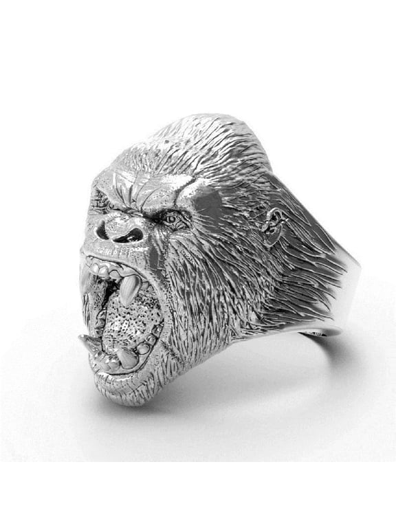 Gorilla Ring for Men, Angry Orangutan Ring Big Monkey Ring, Hip Hop Biker Men's Fashion Domineering Punk Ring, Vintage Animal Ring Jewelry Gift for Men