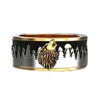PikaLF Howling Wolf Ring for Men, Norse Viking Wolf Head Ring, Retro Wolf Totem Rings, Wolf Moon Ring, Amulet Ring, Animal Wolf Jewelry for Men