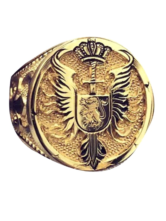 Lion Ring for Men, Norse Viking Lion Head Ring, Gold Lion Crown Ring, Gothic Sword Shield Wing Ring, Hip Hop Lion Signet Ring, Vintage Lion Totem Amulet Ring, Punk Animal Lion Jewelry for Men