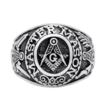 Men's Freemason Masonic Ring – Solid Stainless Steel, Gothic Biker Style (Gold/Silver)