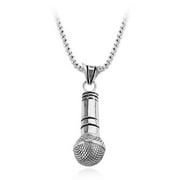 PIKALF Microphone Necklace for Men, Hip Hop Music Pendant Necklace with 19.7” Chain, Punk Rock Rap Necklace, Fashion Charm Pendant Necklace, Punk Hip Hop Jewelry Gift for Music Lover Singer