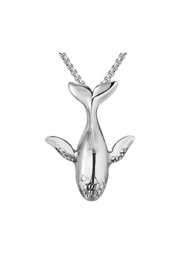 Ocean Whale Necklace for Men, Hip Hop Whale Tail Necklace, Norse Viking Whale Pendant Necklace with 23.6"Chain, Stainless Steel Punk Rock Whale Pendant, Vintage Animal Whale Necklace Jewelry