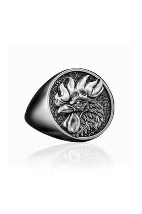 Phoenix Bird Ring for Men, Chicken Rooster Ring, Gold Plated Rings, Vintage Phoenix Signet Rings, Animal Ring Jewelry for Men Boys