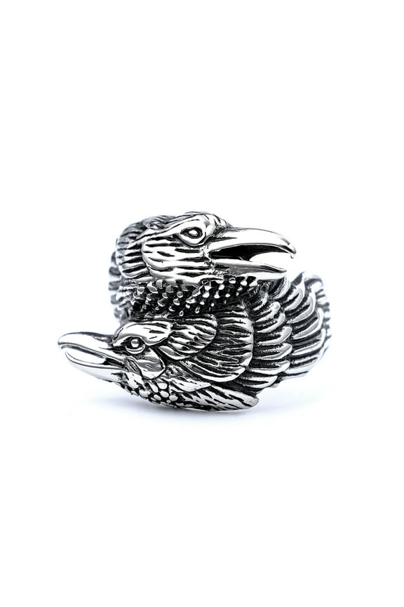 Raven Ring for Men, Norse Viking Raven Ring, Celtic Odin Raven Totem Amulet Ring, Vintage Crow Couple Ring, Punk Animal Bird Jewelry Gift for Men