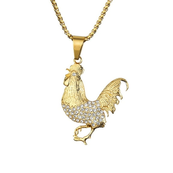 PikaLF Rooster Necklace for Men, Hip Hop Rooster Cock Necklace, Norse Viking Rooster Pendant Necklace with 23.6"Chain, Stainless Steel Punk Rock Rooster Chicken Pendant, Vintage Rooster Necklace