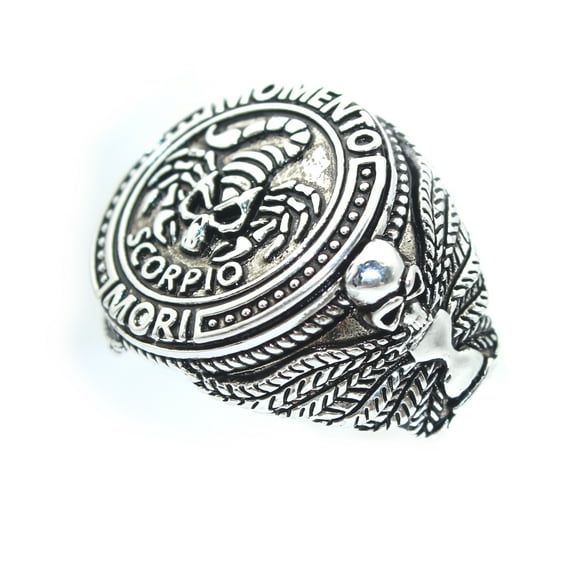 PikaLF Scorpion Ring for Men, Gothic Scorpion Skull Ring, Vintage Scorpio Zodiac Constellation Ring, Retro Scorpion Totem Amulet Ring, Halloween Biker Rings, Punk Animal Skull Jewelry Gift for Men