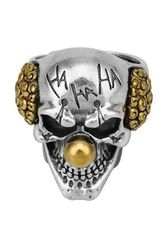 Skull Head Ring for Men, Joker Skull Ring, Gothic Clown Skull Ring Cocktail Party Ring, Vampire Skull Ring, Cool Devil Ring Halloween Biker, Vintage Punk Skull Jewelry Gift for Men