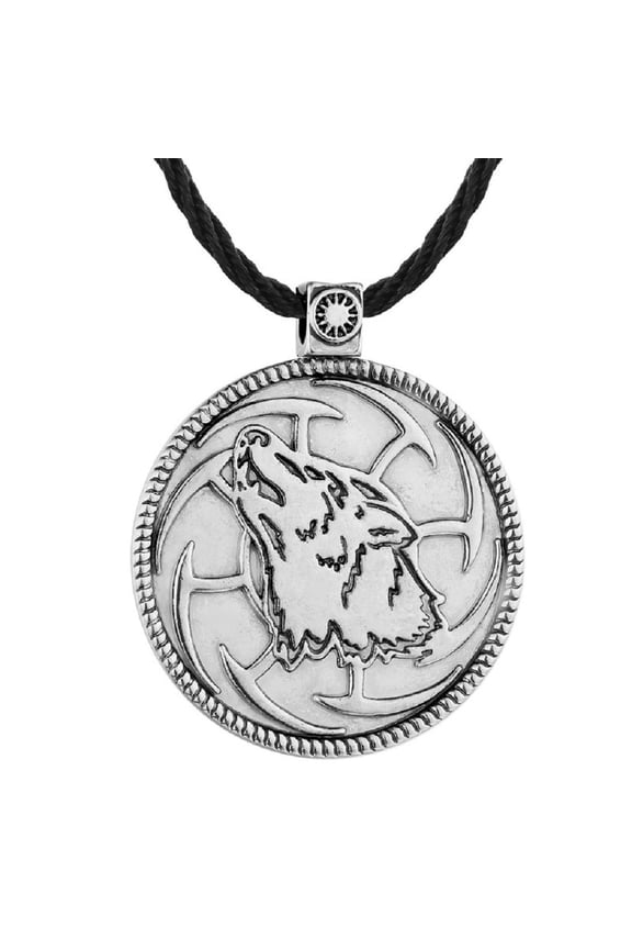 Slavic Wolf Necklace for Men, Norse Viking Wolf Head Pendant Necklace with 19.7” Chain, Vintage Wolf Tag Necklace, Retro Celtic Wolf Totem Amulet Necklace, Punk Animal Wolf Jewelry for Men