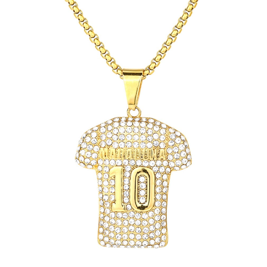 Soccer Jersey Number 10 Necklace - 18K Gold Plated Stainless Steel, No.10 Football Star Pendant, 24" Chain, Gift For Men & Women