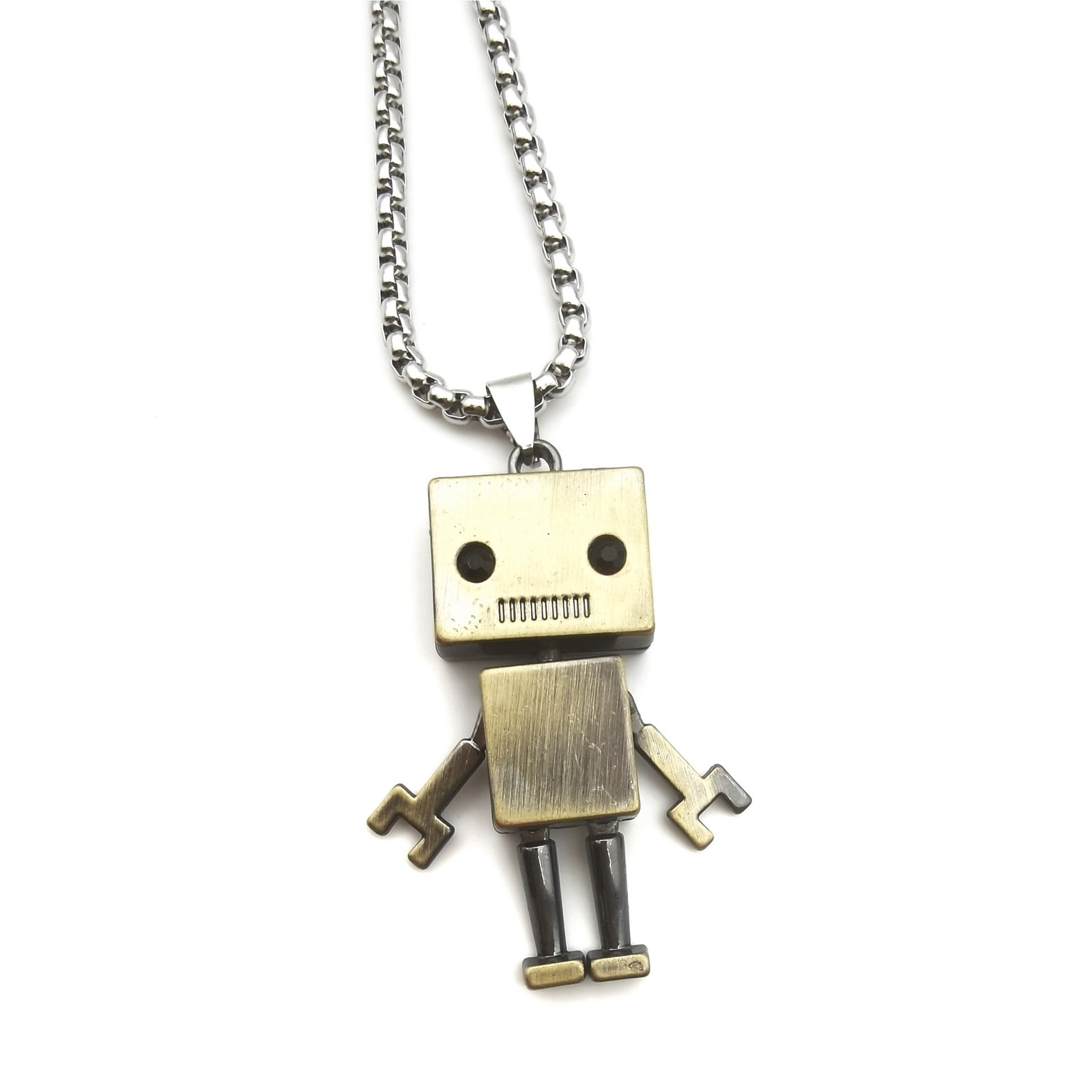 PikaLF Tiny Cute Robot Necklace for Men, Movable Robot Pendant Necklace ...