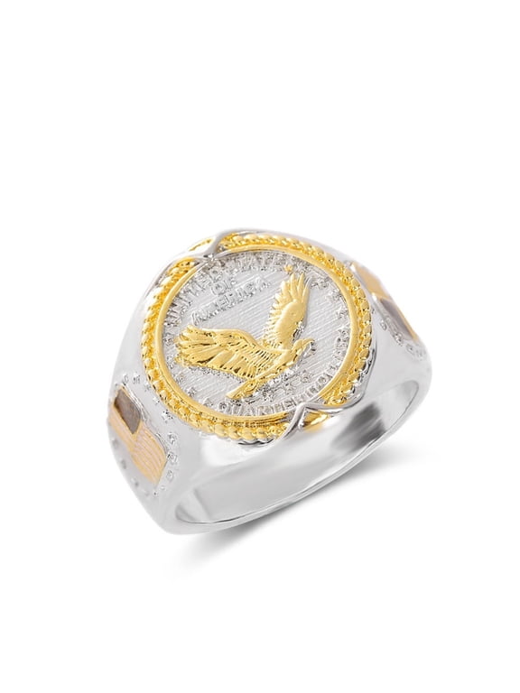 Vintage Hawk Eagle Ring for Men, USA Flying American Bald Eagle Ring, American Flag Ring, US Military Army Ring Eagle Medal Rings, Vintage Jewelry Gift for Veterans