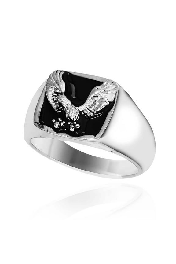 Vintage Hawk Eagle Ring for Men, USA Flying American Bald Eagle Ring, Viking Eagle Totem Rings, Retro Eagle Signet Amulet Ring, Punk Rock Animal Eagle Patriotic Jewelry Gift for Veterans Men
