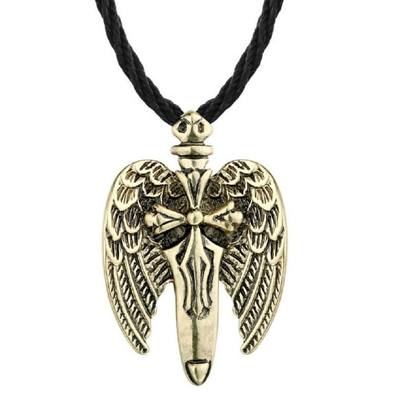 PikaLF Wings Necklace for Men, Norse Viking Wings Sword Cross Pendant Necklace with 19.7” Chain, Vintage Angel Totem Amulet Necklace, Hip Hop Necklace, Punk Cross Wings Jewelry Gift for Men