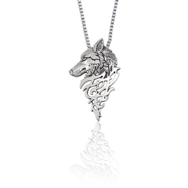 Hewill Wolf Necklace For Men Women Stainless Steel Viking Wolf Head Therian Necklace Glow In The Dark Protection Necklace Jewelry Gift, Stainless Steel, No Gemstone
