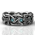 thumbnail image 1 of PikaLF Wolf Ring for Men, Retro Wolf Totem Rings, Topaz Rhinestone Cross Line Ring, Norse Viking Wolf Ring, Wolf Signet Rings, Amulet Ring, Punk Ring, Animal Wolf Jewelry for Men, 1 of 4