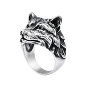 PikaLF Wolf Ring for Men, Norse Viking Wolf Head Ring, Retro Wolf Totem Rings, Wolf Signet Rings, Amulet Ring, Animal Wolf Jewelry for Men Boys