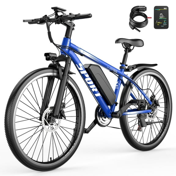 PostJoy Electric Mountain Bike 26" 1500W Peak Motor, 65 Miles 28MPH Ebike, 480Wh Battery Electric Bicycle for Adults 7 Speed Electric Bicycles Front Fork Suspension