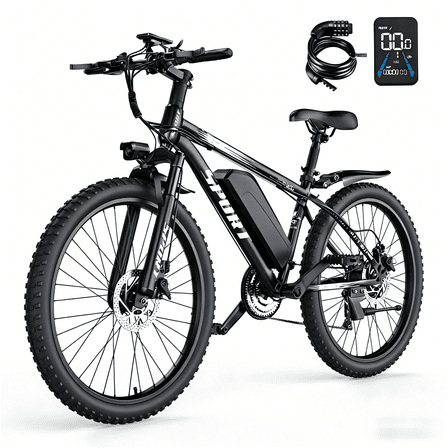 PostJoy Electric Mountain Bike 26" 1200W Peak Motor, 65 Miles 28MPH Ebike, 480Wh Battery Electric Bicycle for Adults 7 Speed Electric Bicycles Front Fork Suspension