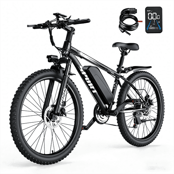 PostJoy Electric Mountain Bike 26" 1200W Peak Motor, 65 Miles 28MPH Ebike, 480Wh Battery Electric Bicycle for Adults 7 Speed Electric Bicycles Front Fork Suspension