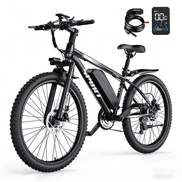 PostJoy Electric Mountain Bike 26" 1200W Peak Motor, 65 Miles 28MPH Ebike, 480Wh Battery Electric Bicycle for Adults 7 Speed Electric Bicycles Front Fork Suspension