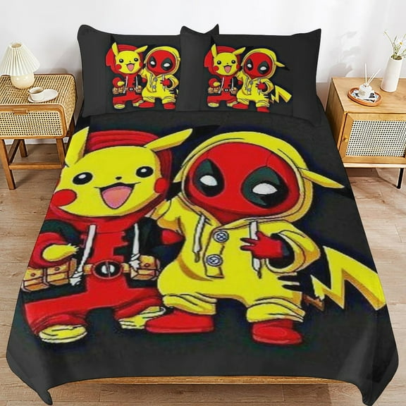 Pikachu 3-Piece All Season Bedding Set, Comforter Set with Pillow Shams for Bedroom & Dorm Decor, Ideal Gifts for Women Men Teens Friends Family
