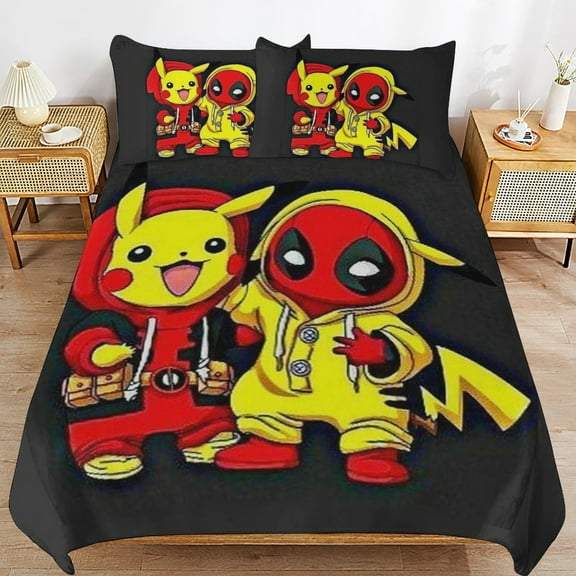 Pikachu 3-Piece All Season Bedding Set, Comforter Set with Pillow Shams for Bedroom & Dorm Decor, Ideal Gifts for Women Men Teens Friends Family
