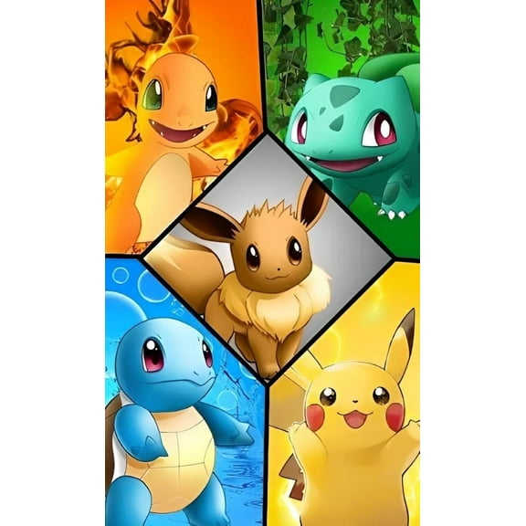 Pikachu 5D Diamond Art Painting for Adults and Kits Full Drill 12x16 Inch Bulbasaur Round Drill Diamond Home Wall Decor