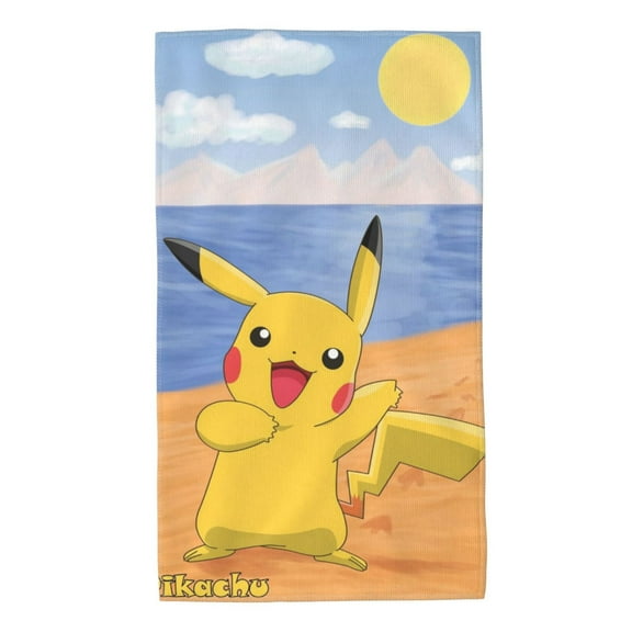 Pikachu Beach Face Towels,Microfiber Hand Towel for Bath,Hand,Face,Kitchen,Super Soft,Highly Absorbent,Machine Washable,27.5 x 16 Inch