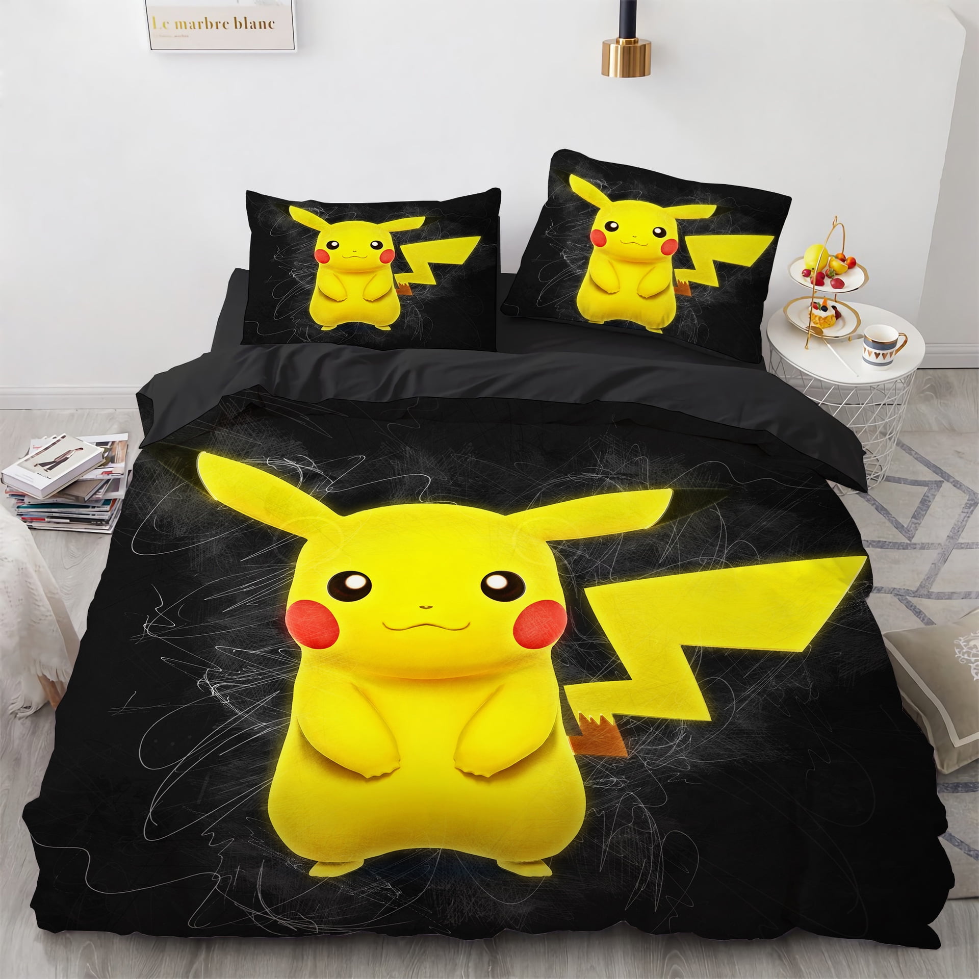Pikachu Bed in a Bag 3 Set, Reversible Comforter Set 100 Polyester