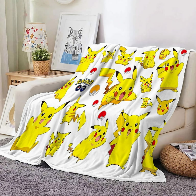 Pikachu Blanket Super Soft Cosy and Attractive Blanket Boys and Girls Fleece Blanket Kids Adult Lightweight Seasonal Blanket Four Seasons Available