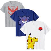 WALL-E MART Pikachu Blastoise Pokemon 3 Pack Boy's T-Shirt Size 6-7