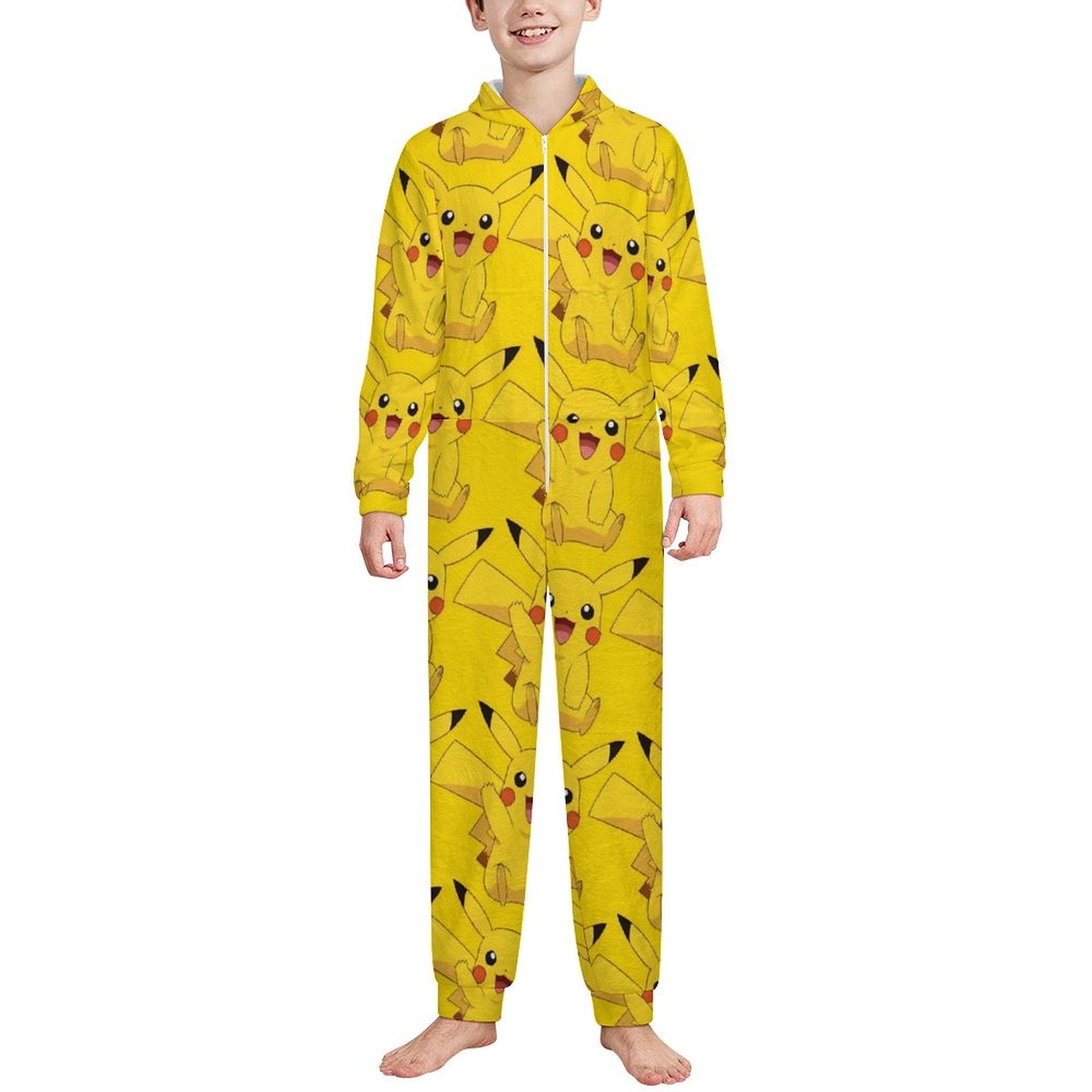Pikachu Children's hooded one-piece zip-up pajamas 12-13Y - Walmart.com