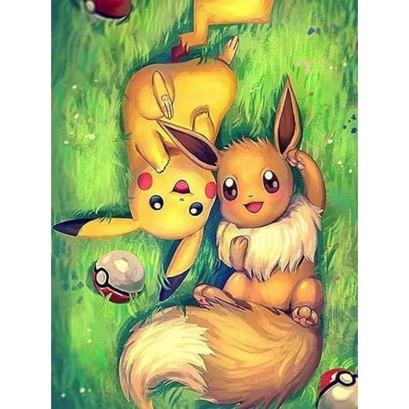 Pikachu Diamond Painting,Diamond Painting Kits for Adults,Cartoon Diamond Painting,Suitable for Beginners to Practice 12x16 Inch