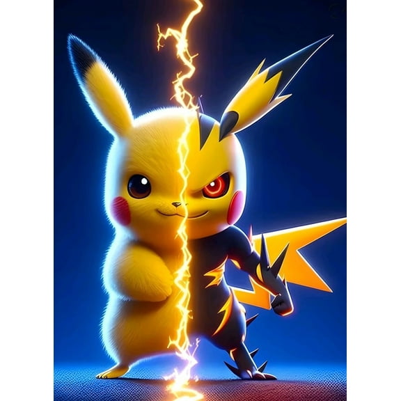 Pikachu Diamond Painting Kits for Adults 5D DIY Round Diamond Number Kits with Full Drill 12X16 Inch Elf Diamond Embroidery Paintings Great for Home, Office, Wall Decor