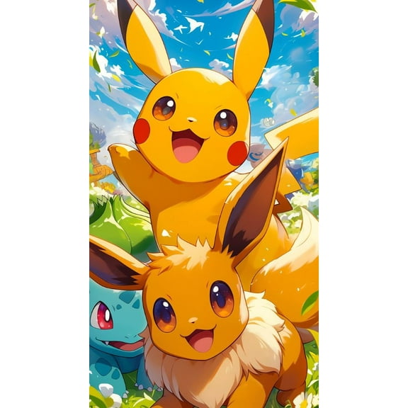 Pikachu Diamond Painting Kits for Adults5D DIY Full Drill Round Art Gems Spirit Diamond Art Perfect for Home Wall Deco Diamond Decor 12"x16"