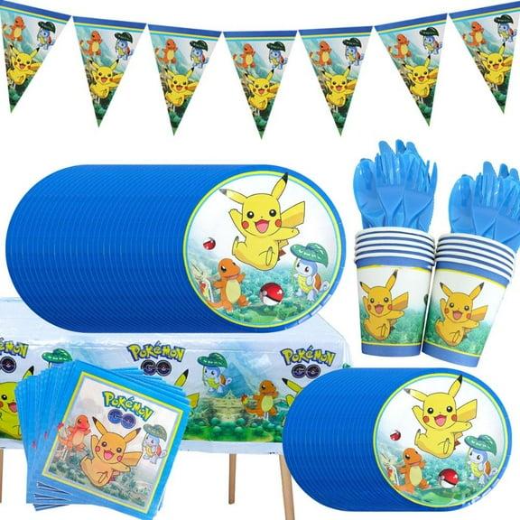 Pikachu Happy Birthday Decorations Set, Birthday Banner, Table Centerpiece Hanging Party Decorations for Kids